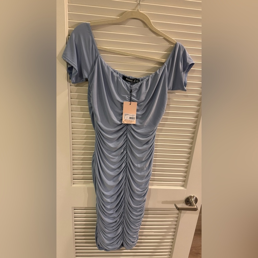 Missguided Plus Bardot Runched midi dress